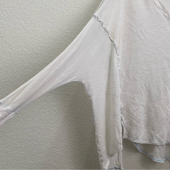 FREE PEOPLE We The Free Never Give Up Oversized Top V Neck Tee in Ivory White XS - Picture 6 of 13